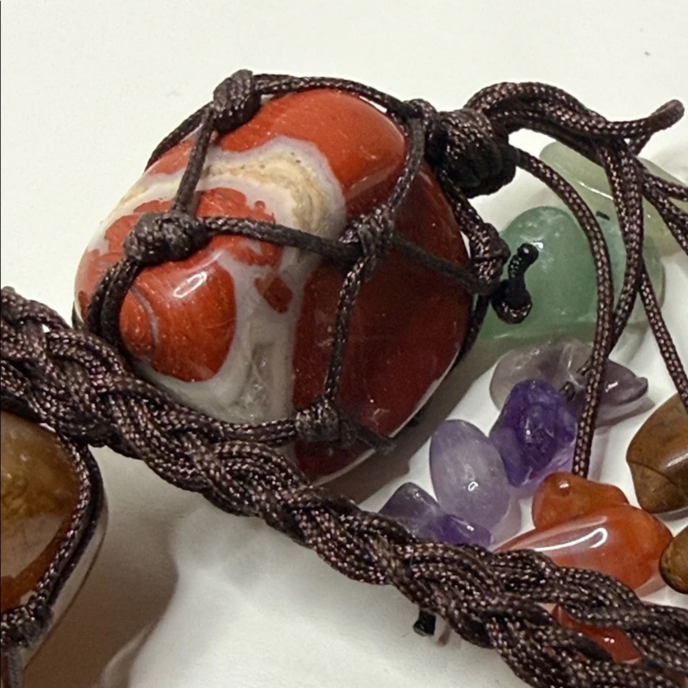 Bohemian Multicolor netted Gemstone Beaded Bracelet big rocks suncatcher